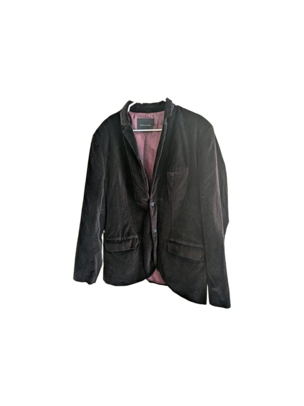 Vtg Structure Velvet Two Button Blazer Mens XL Black Sport Coat Jacket  Goth